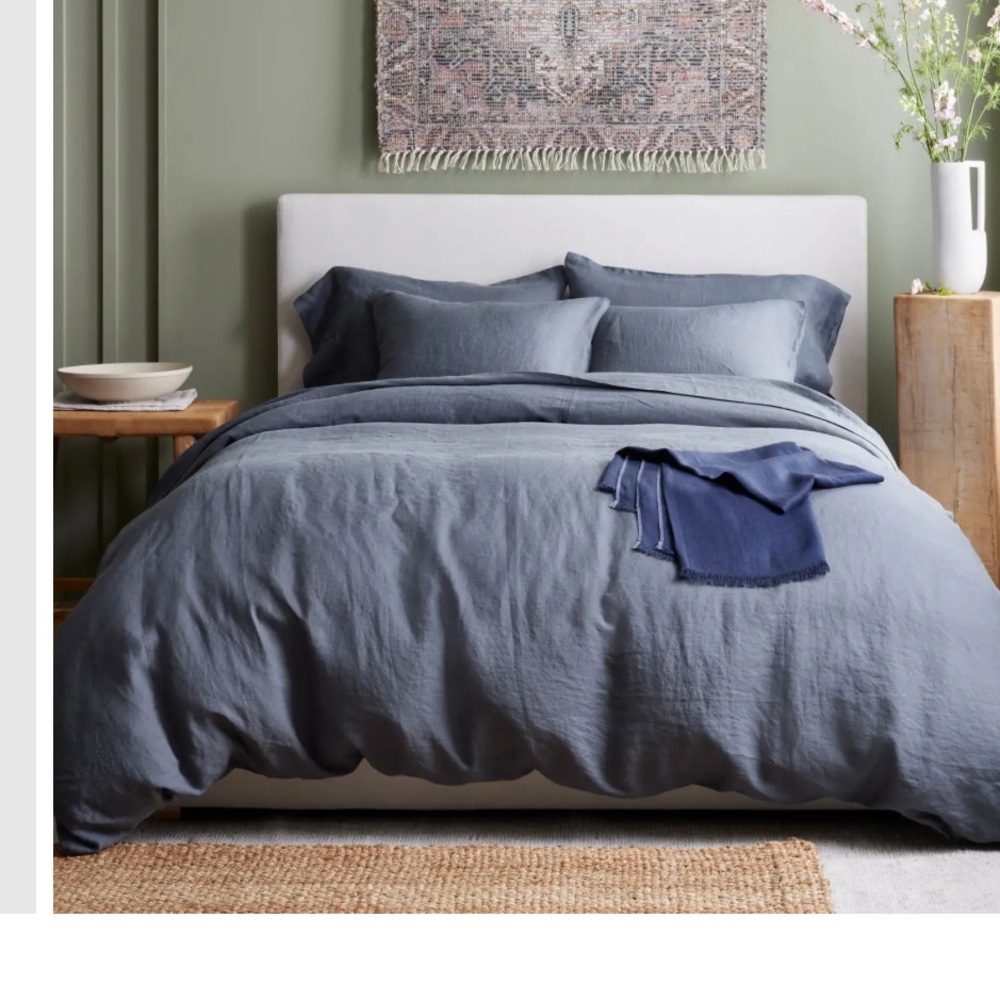 NWOT QUINCE European Linen Duvet Twin Nightfall No sham